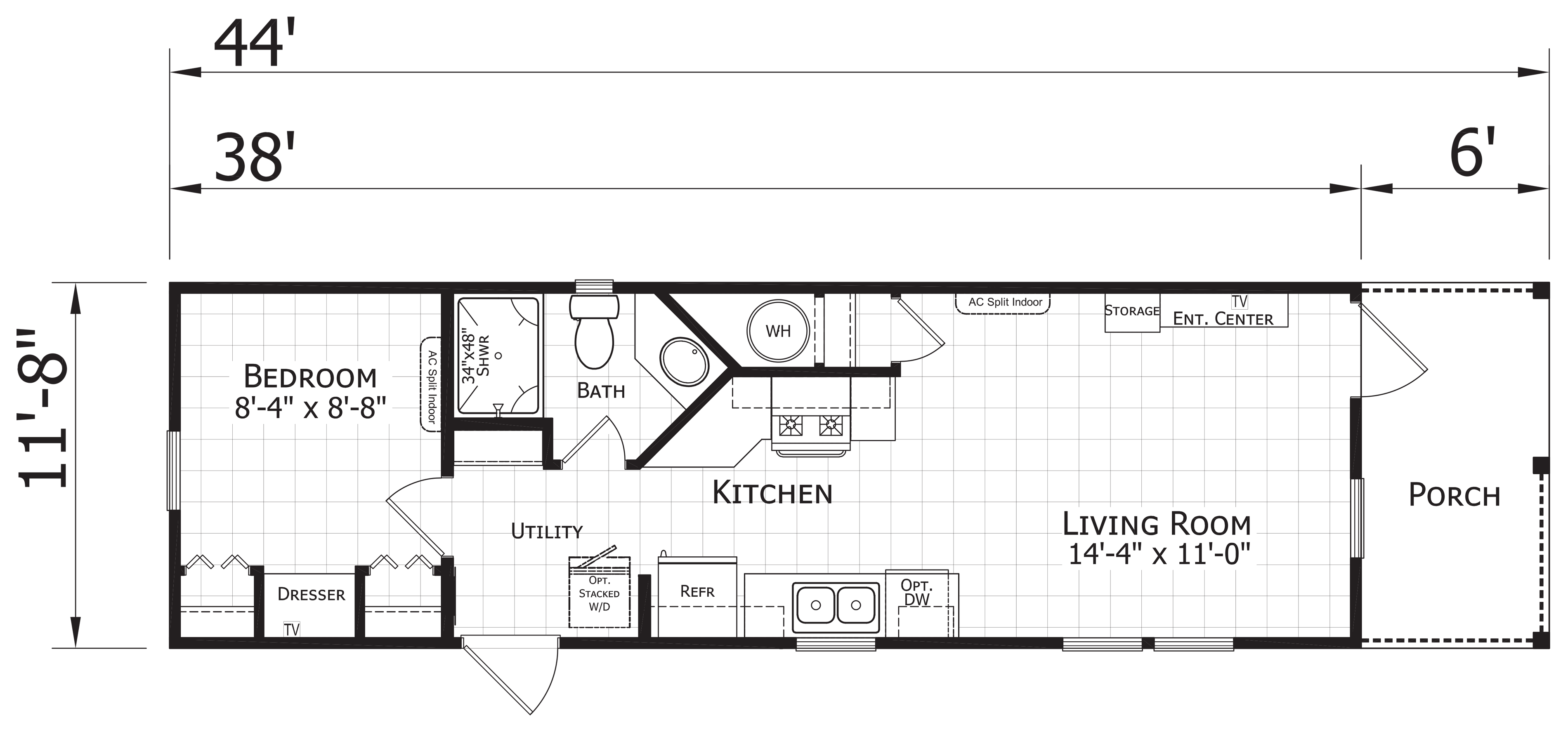 Floor plan for Compact Cabin 1238H