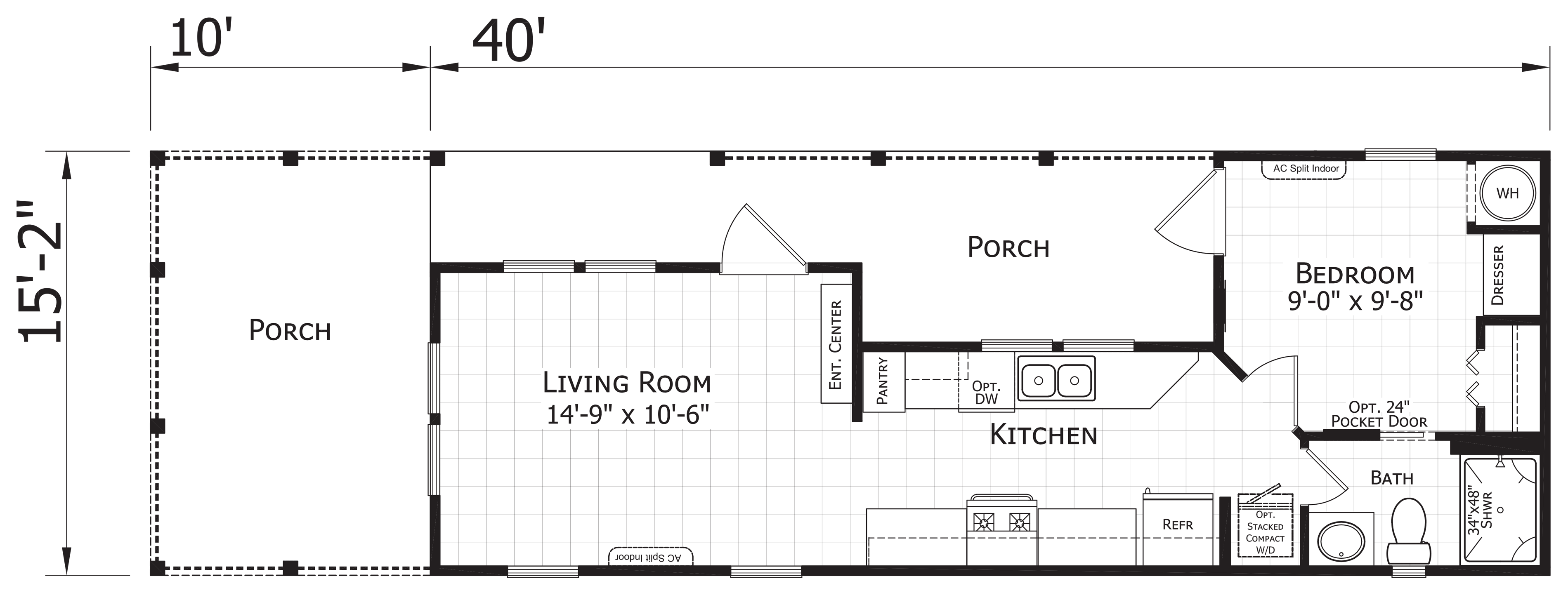 Floor plan for Compact Cabin 1650H